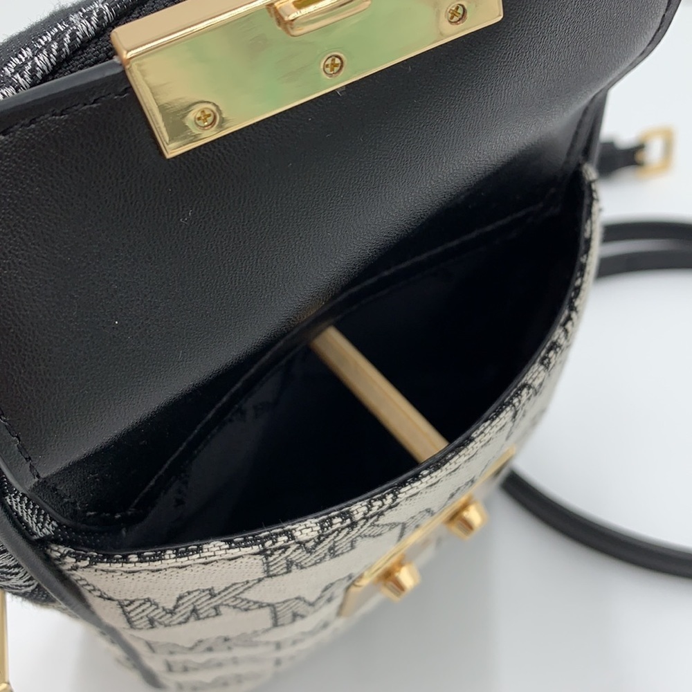 Michael Kors Sloan Editor Small Phone Logo Jacquard Crossbody Black Multi - Picture 5 of 16